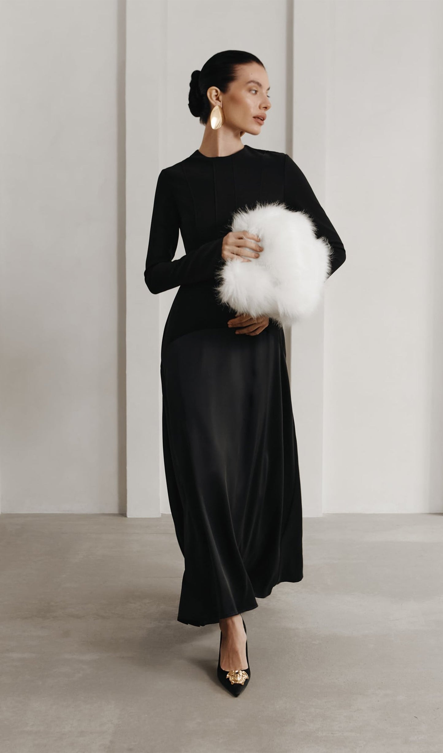 Lioren | Knitted Satin Maxi Dress