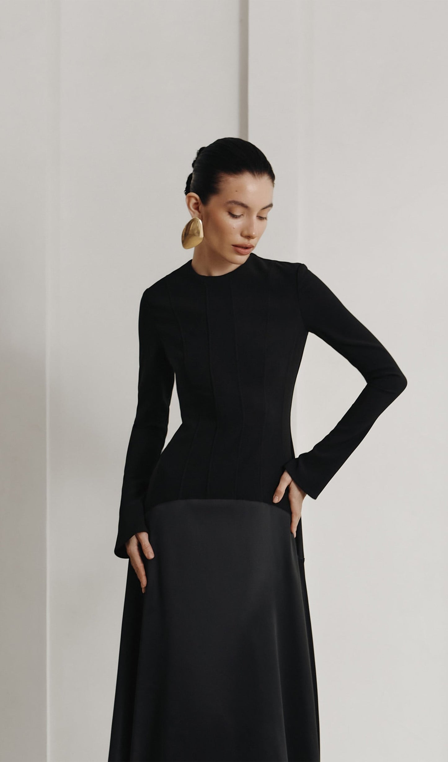 Lioren | Knitted Satin Maxi Dress