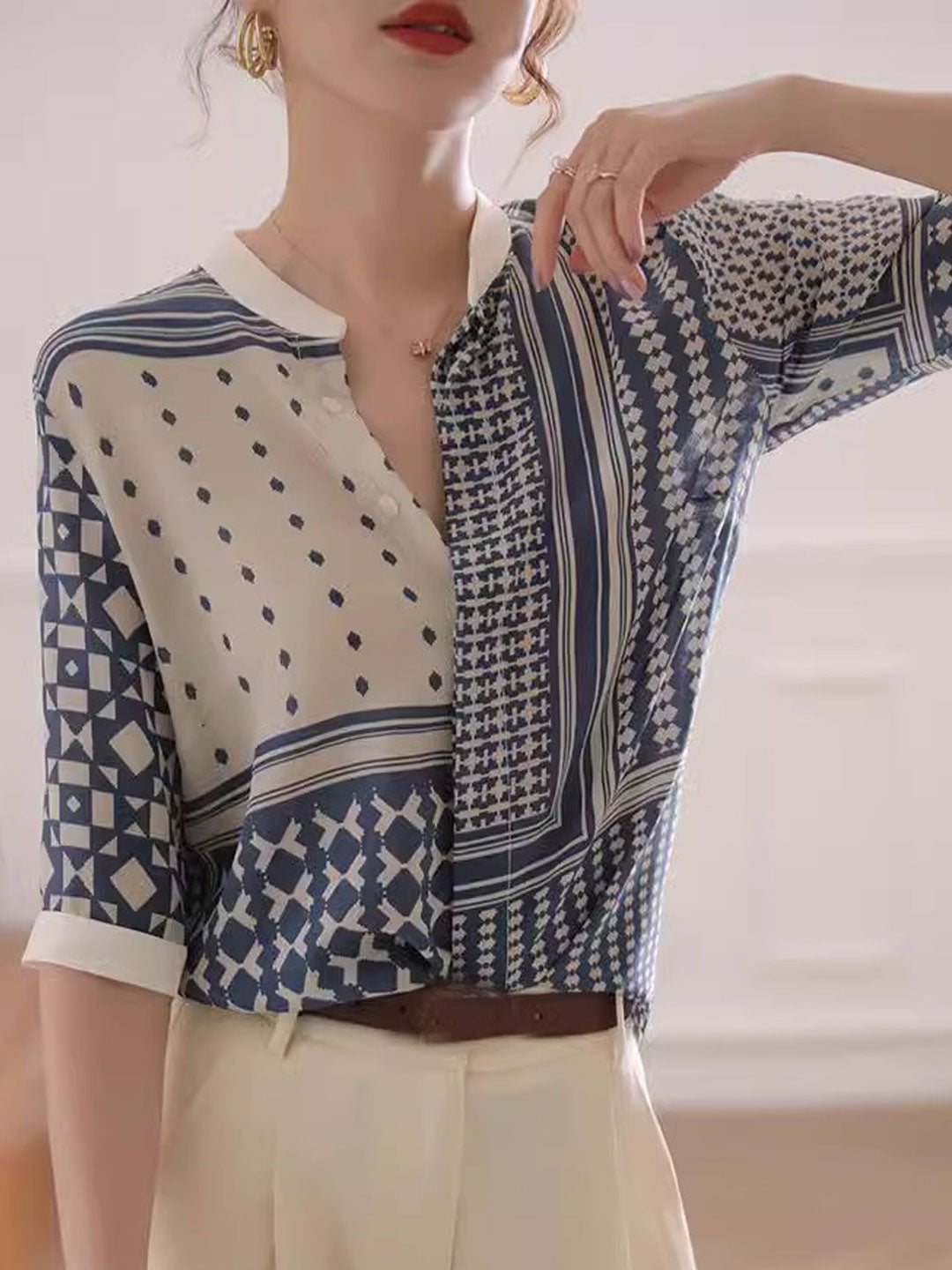 Julia | Retro Plaid Striped Shirt