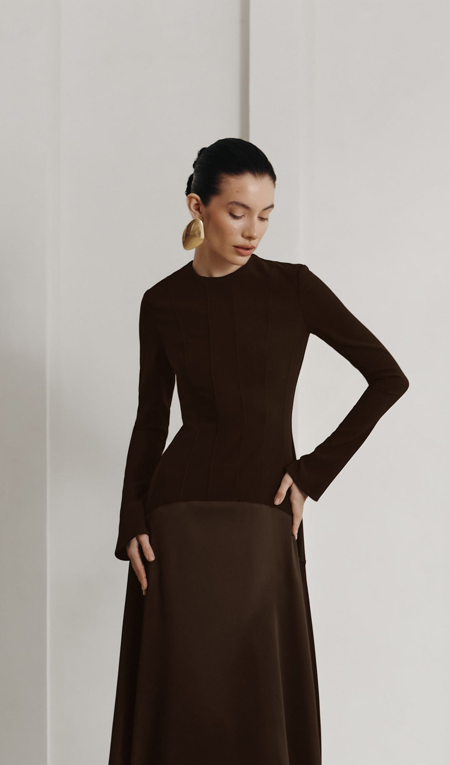 Lioren | Knitted Satin Maxi Dress