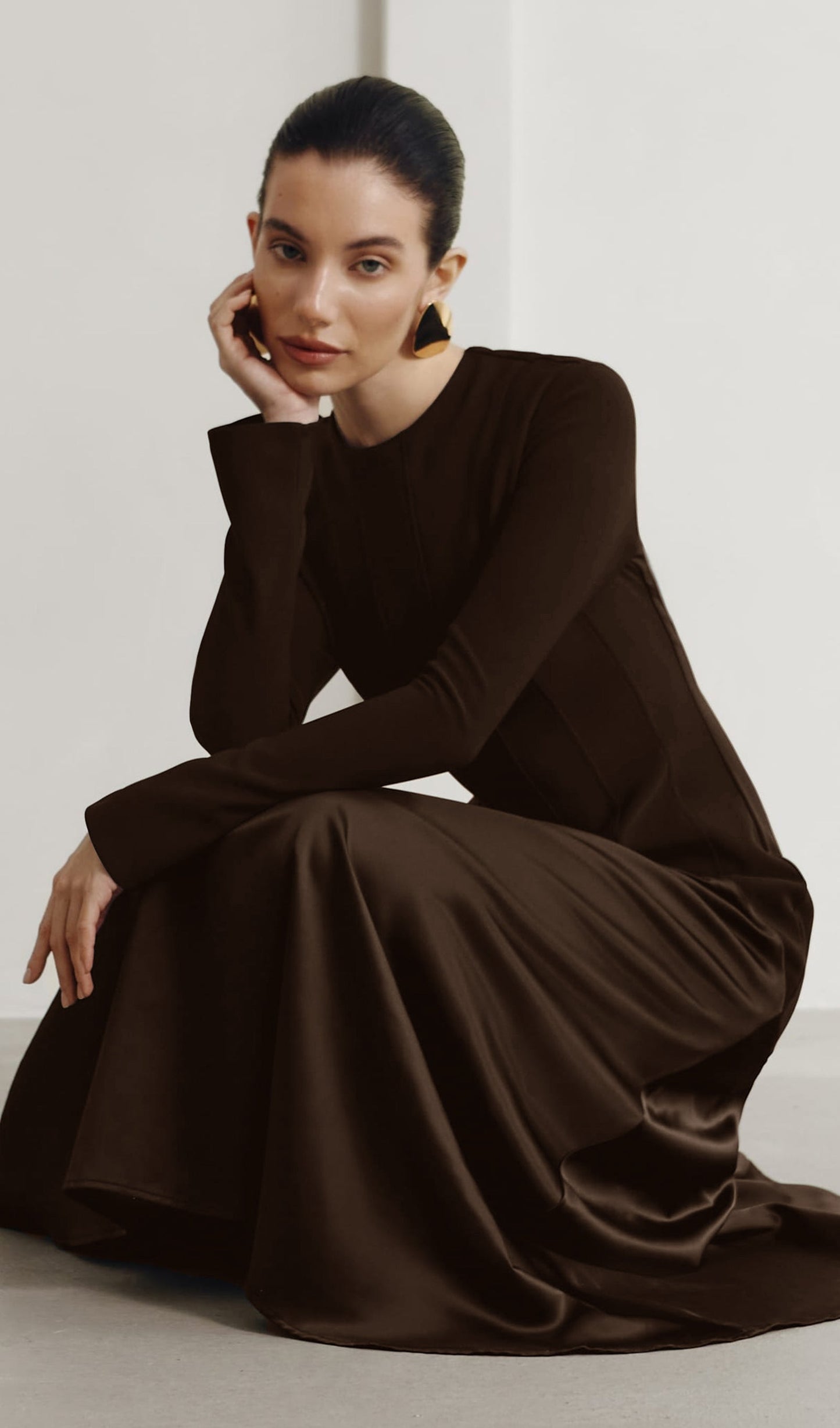 Lioren | Knitted Satin Maxi Dress