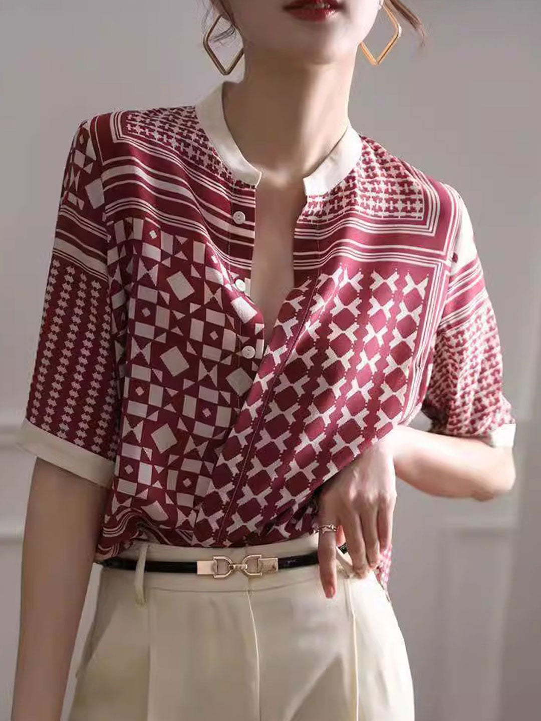 Julia | Retro Plaid Striped Shirt