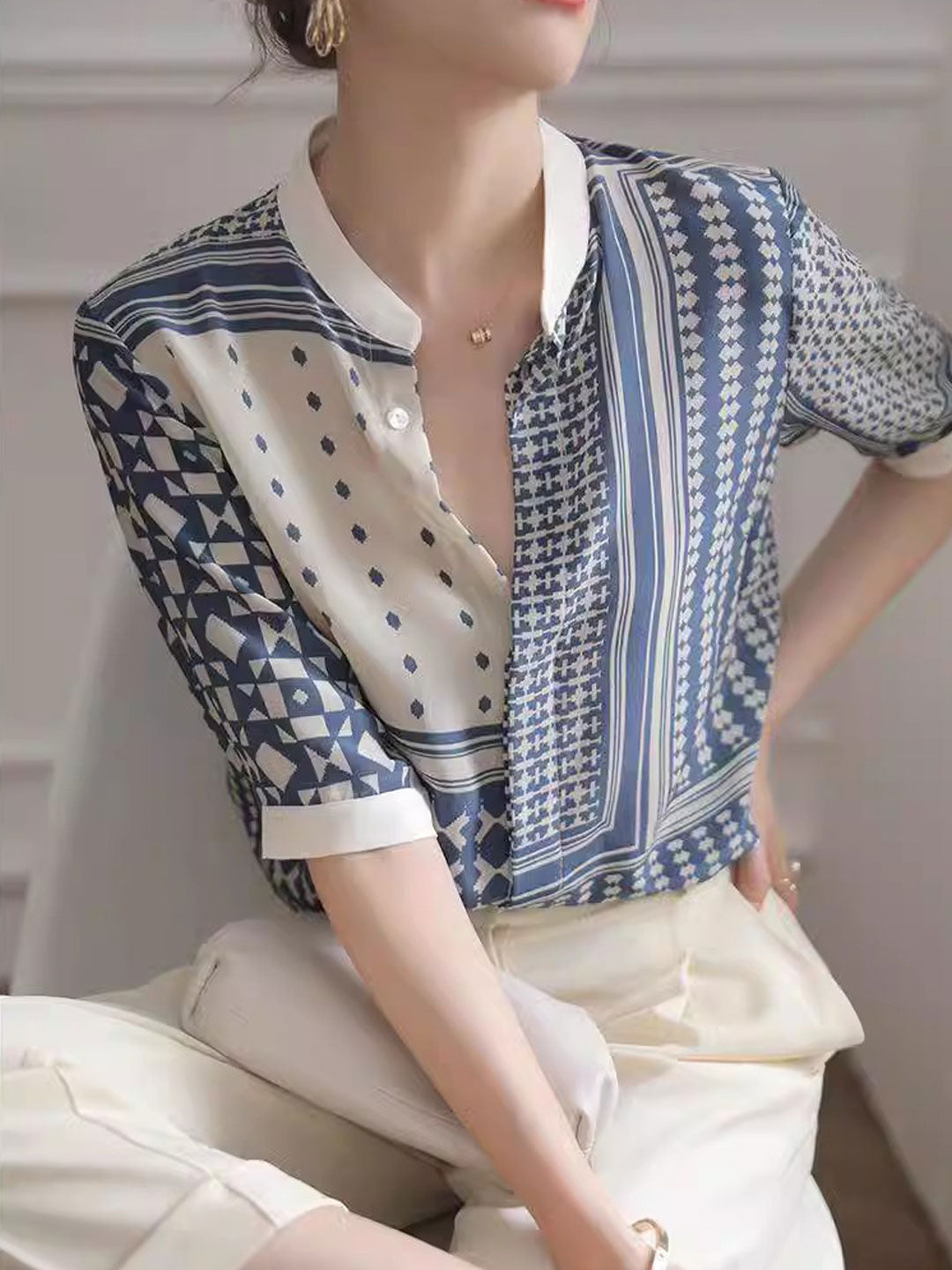 Julia | Retro Plaid Striped Shirt
