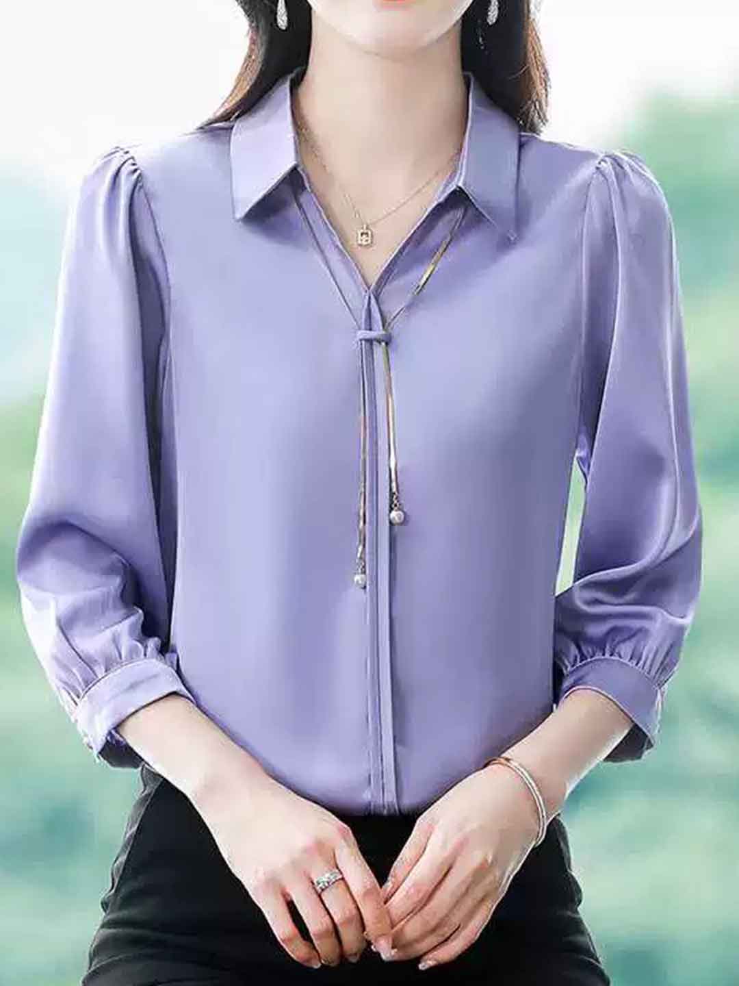 Claire | Elegant V-Neck Satin Shirt