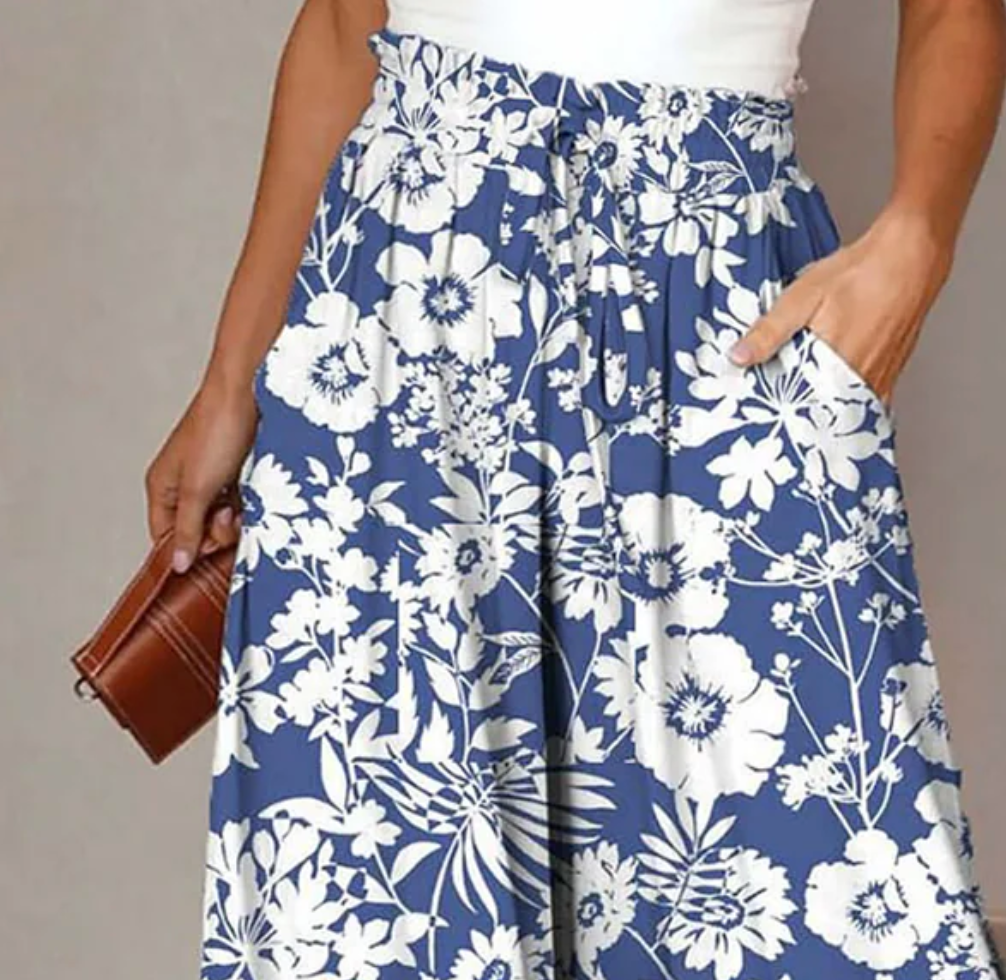 Lucia | Floral Print Elastic Waist Pants