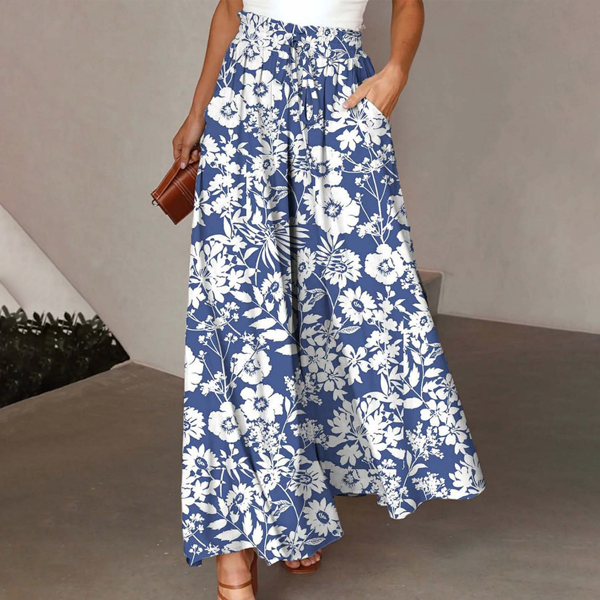 Lucia | Floral Print Elastic Waist Pants