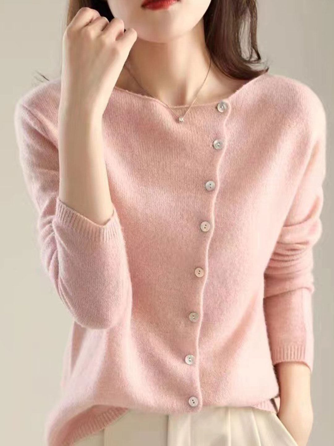 Kayla | Classic Crew Neck Cardigan