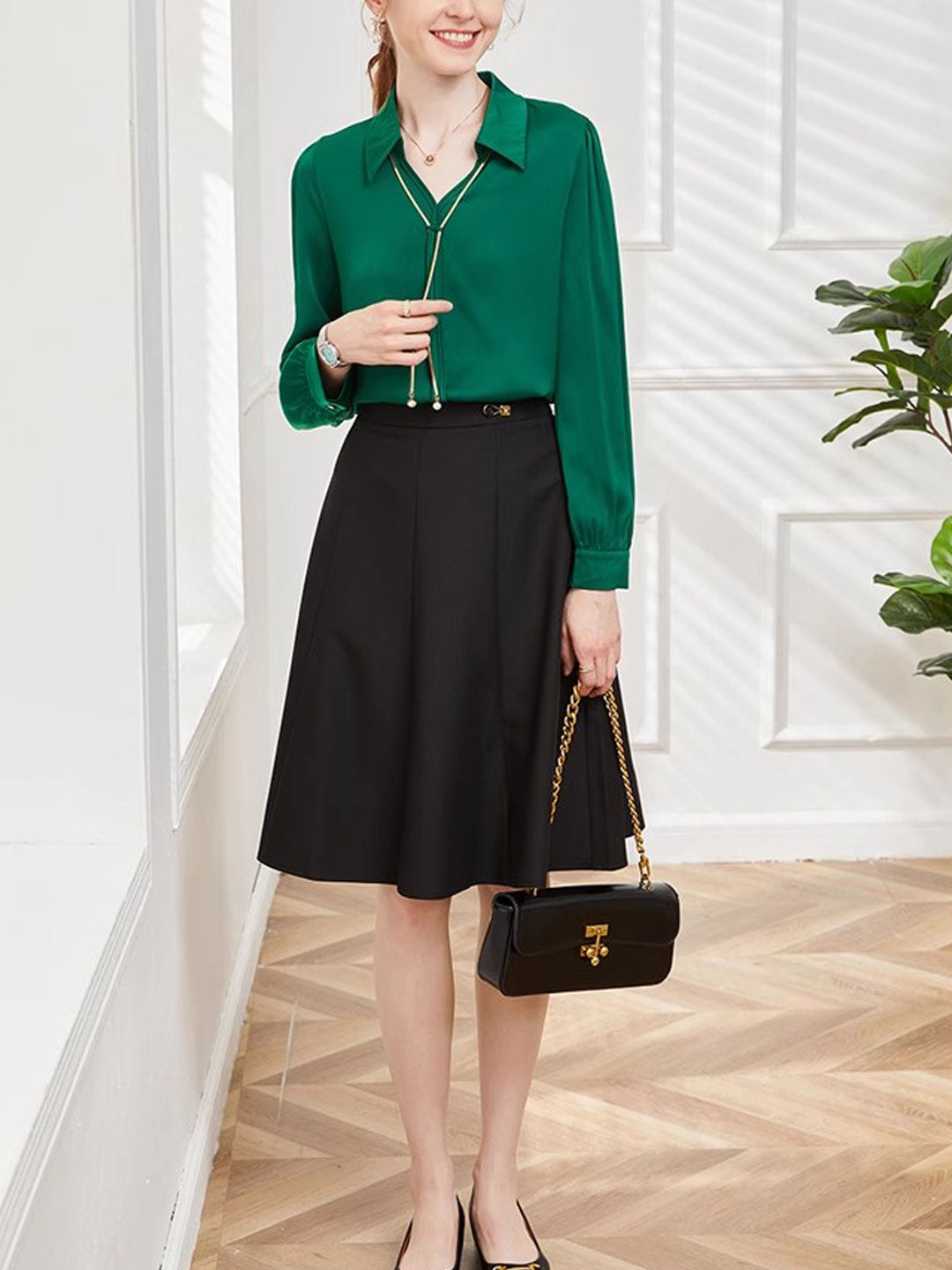 Claire | Elegant V-Neck Satin Shirt