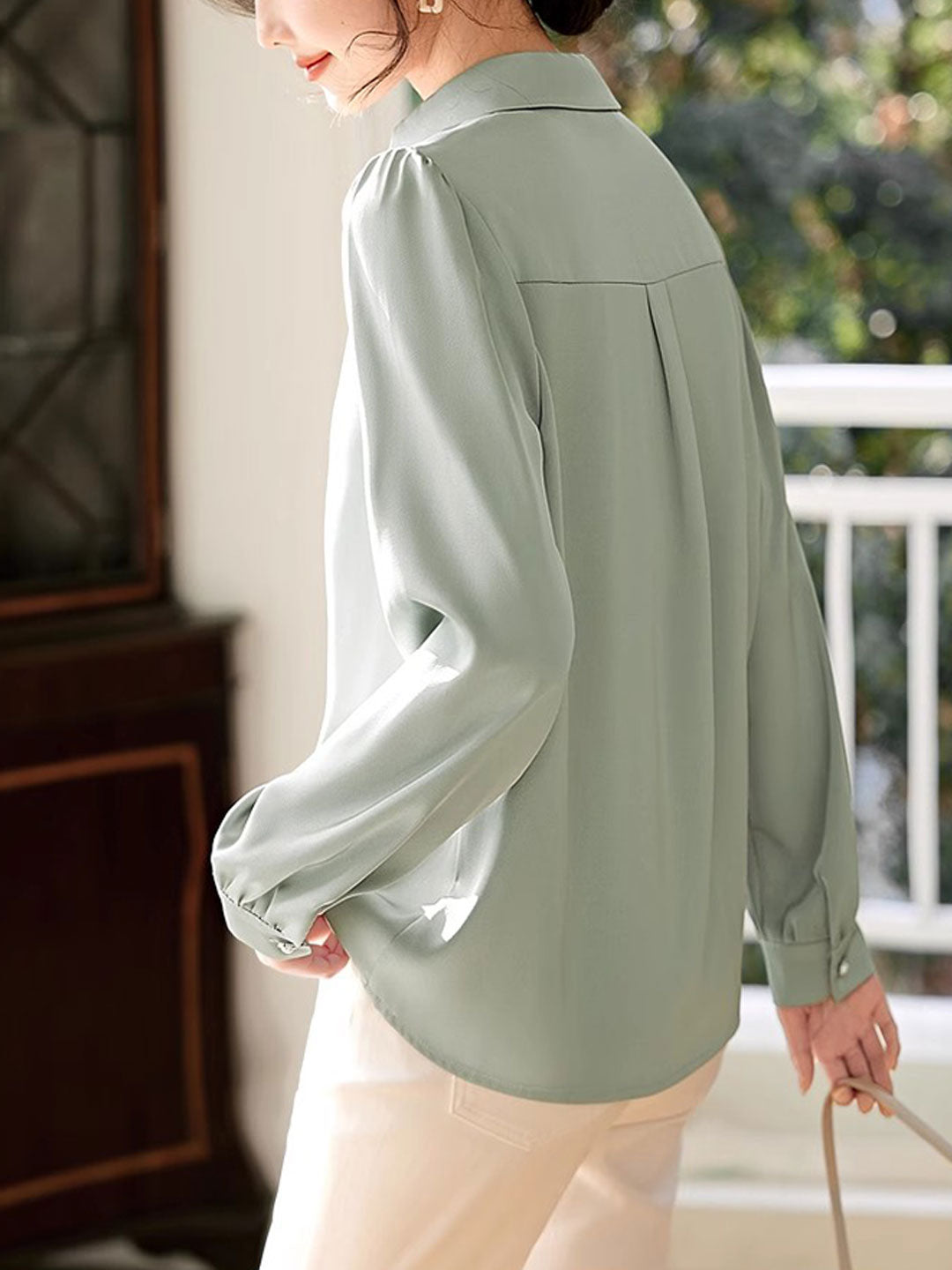 Claire | Elegant V-Neck Satin Shirt