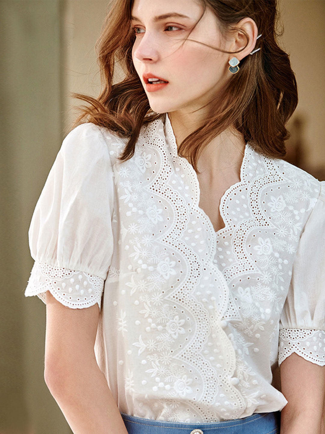 Eva | Embroidered Chiffon Shirt