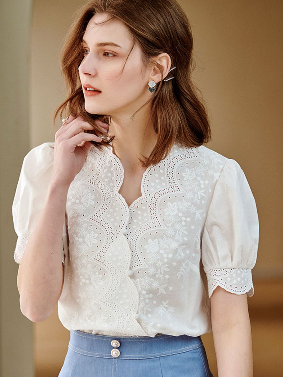 Eva | Embroidered Chiffon Shirt