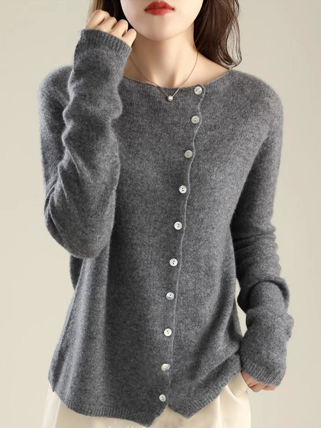 Kayla | Classic Crew Neck Cardigan