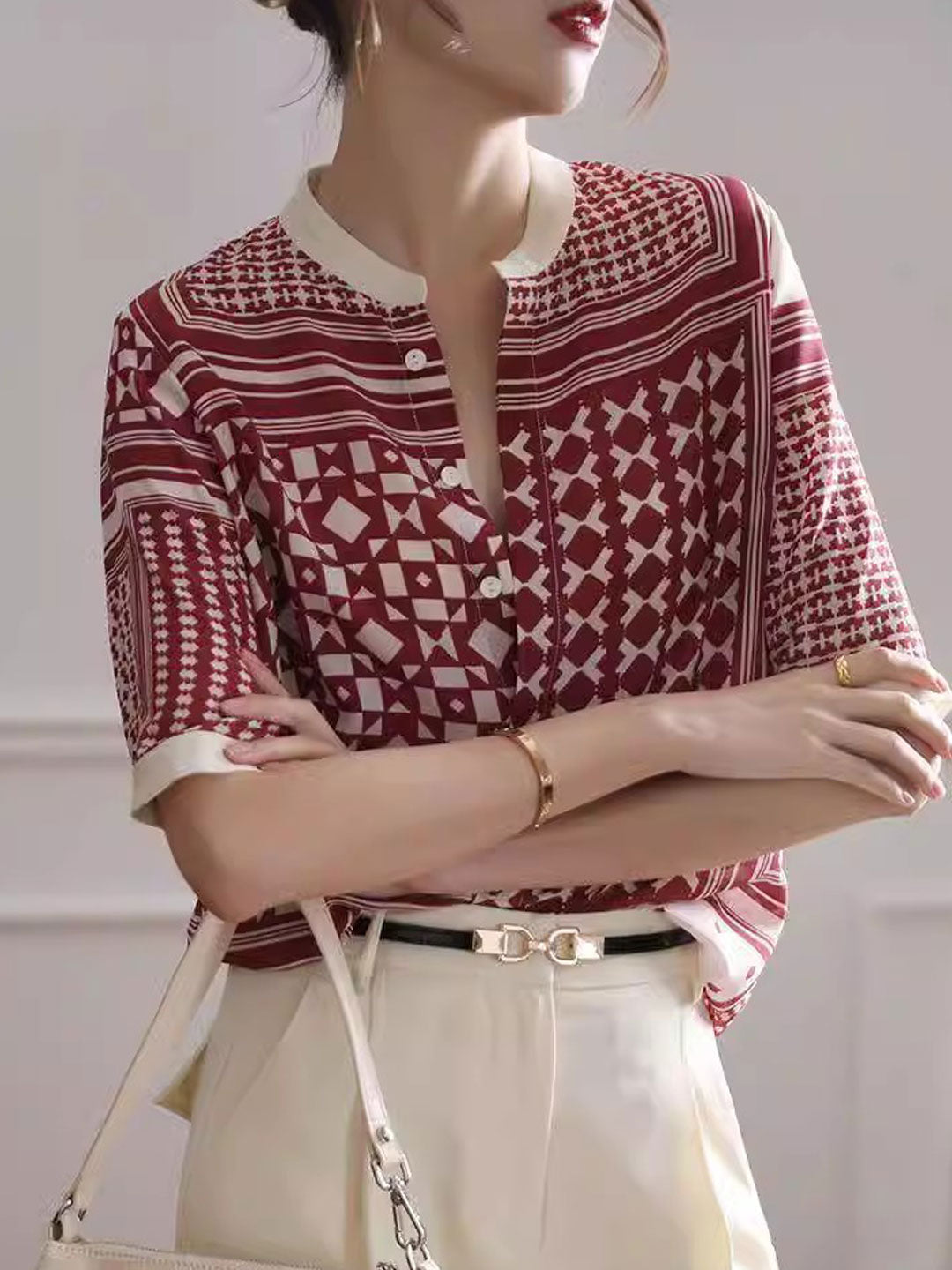 Julia | Retro Plaid Striped Shirt