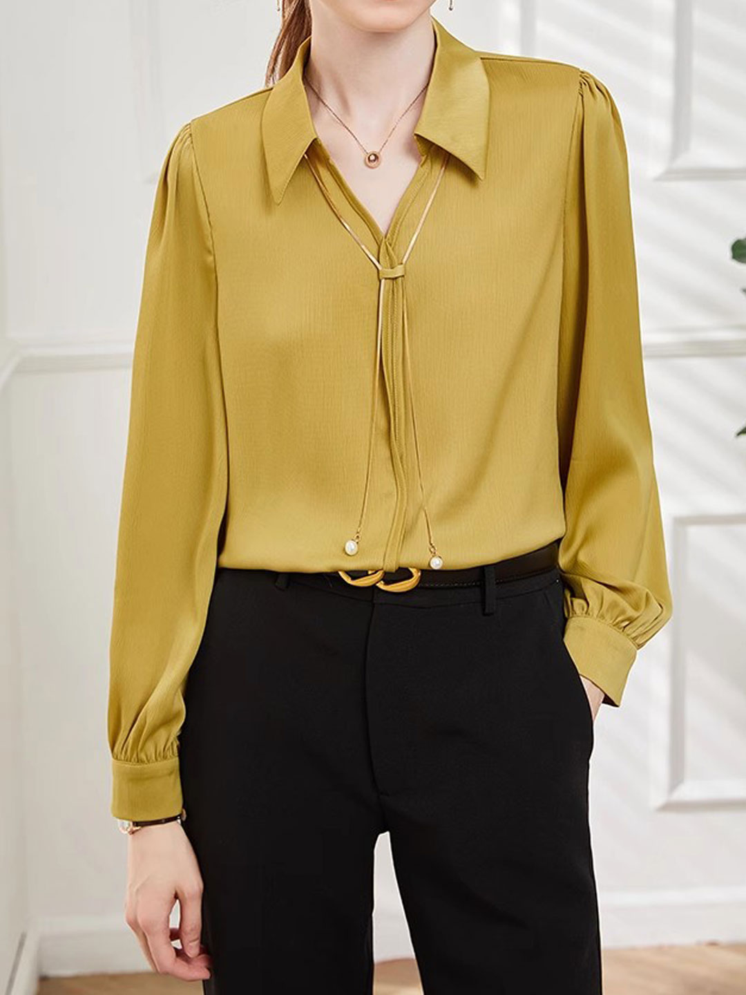 Claire | Elegant V-Neck Satin Shirt