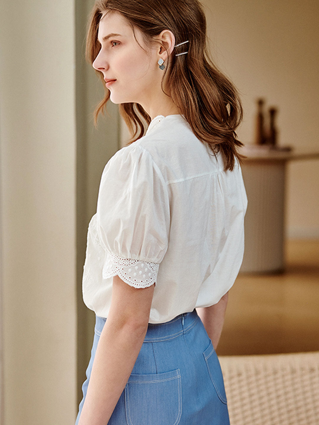 Eva | Embroidered Chiffon Shirt