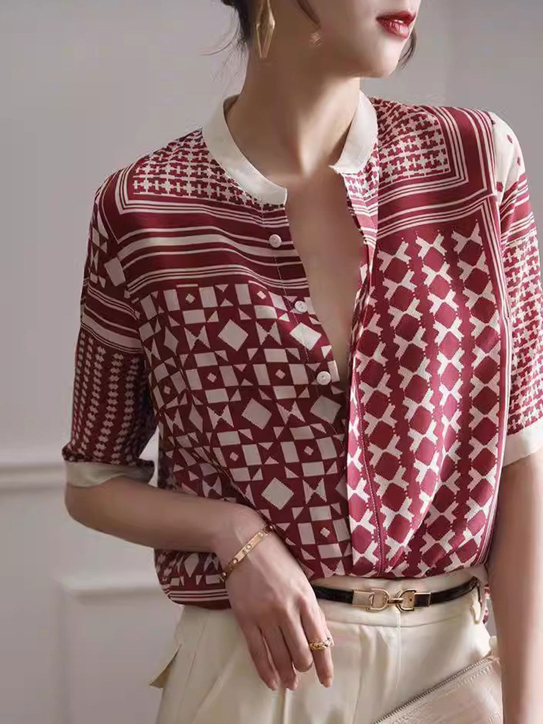 Julia | Retro Plaid Striped Shirt