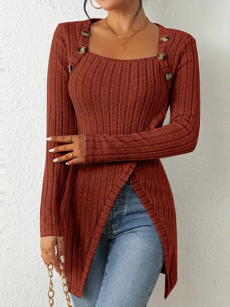 Sandra | Luxe Ribbed Button-Up