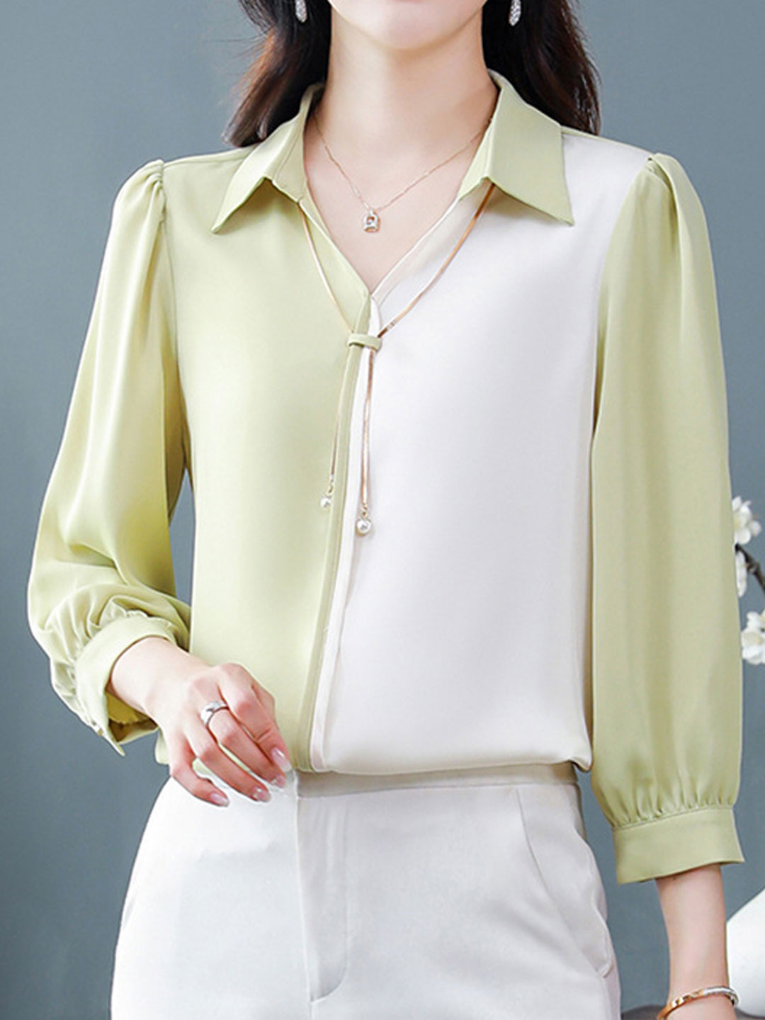 Claire | Elegant V-Neck Satin Shirt