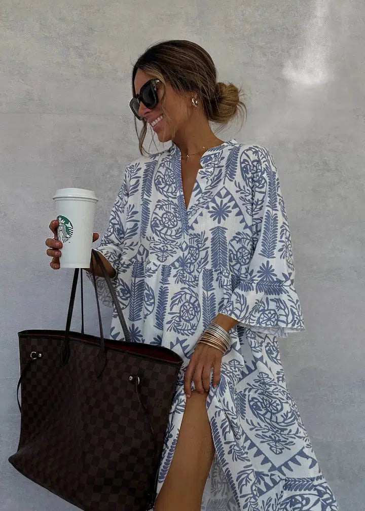 Sancia | V-Neck 3/4 Sleeve Mini Dress