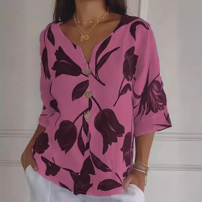 Mary | Elegant blouse with flower pattern