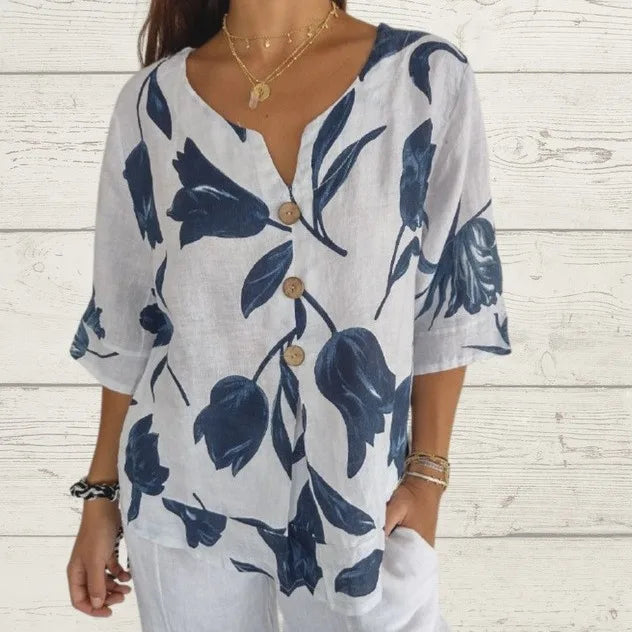Mary | Elegant blouse with flower pattern