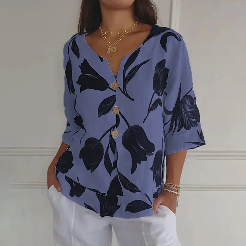 Mary | Elegant blouse with flower pattern