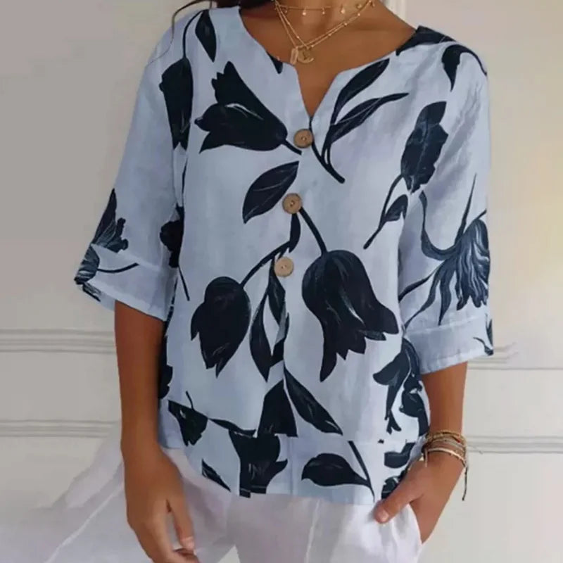 Mary | Elegant blouse with flower pattern