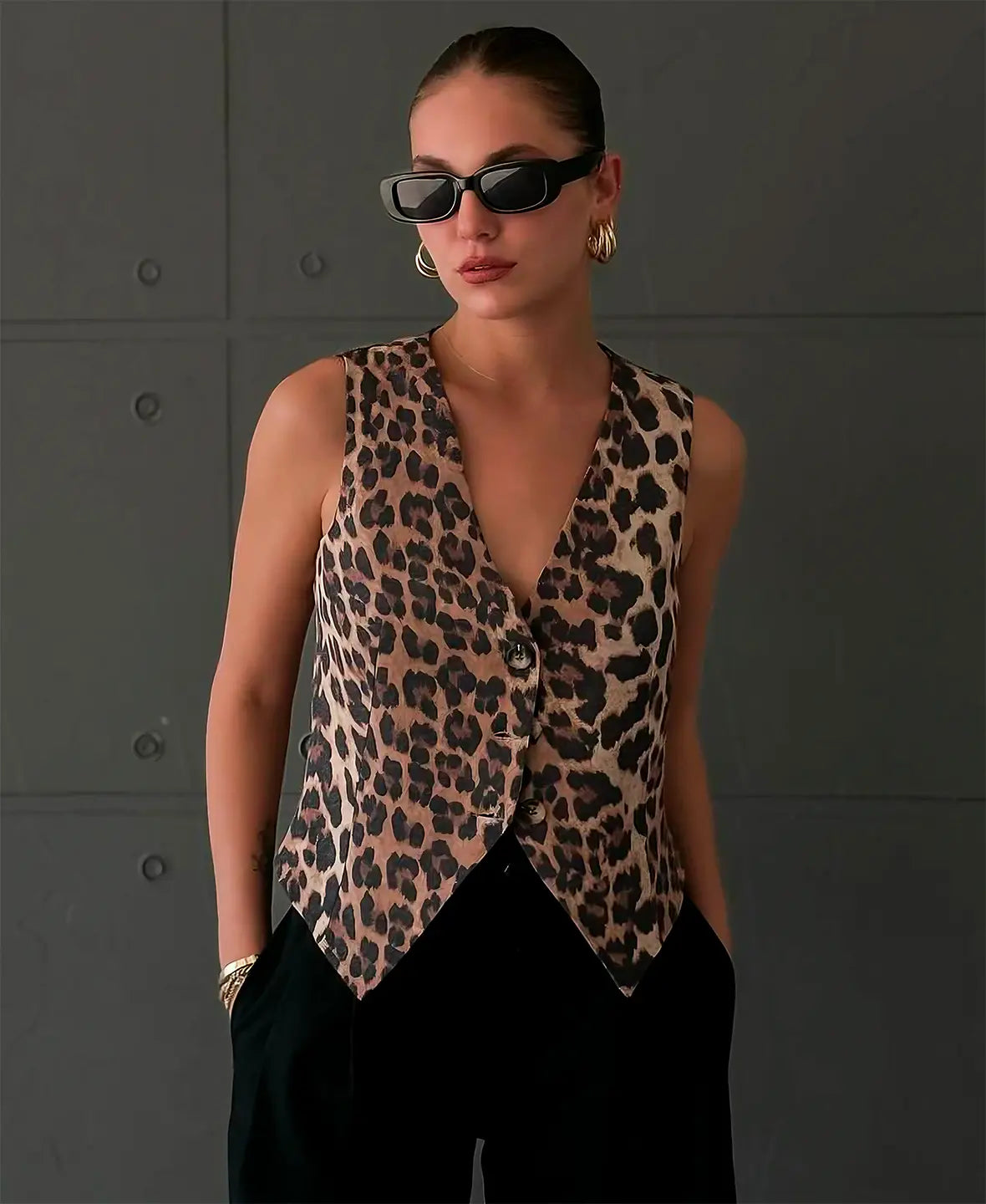 Delphine | Leopard Print Vest