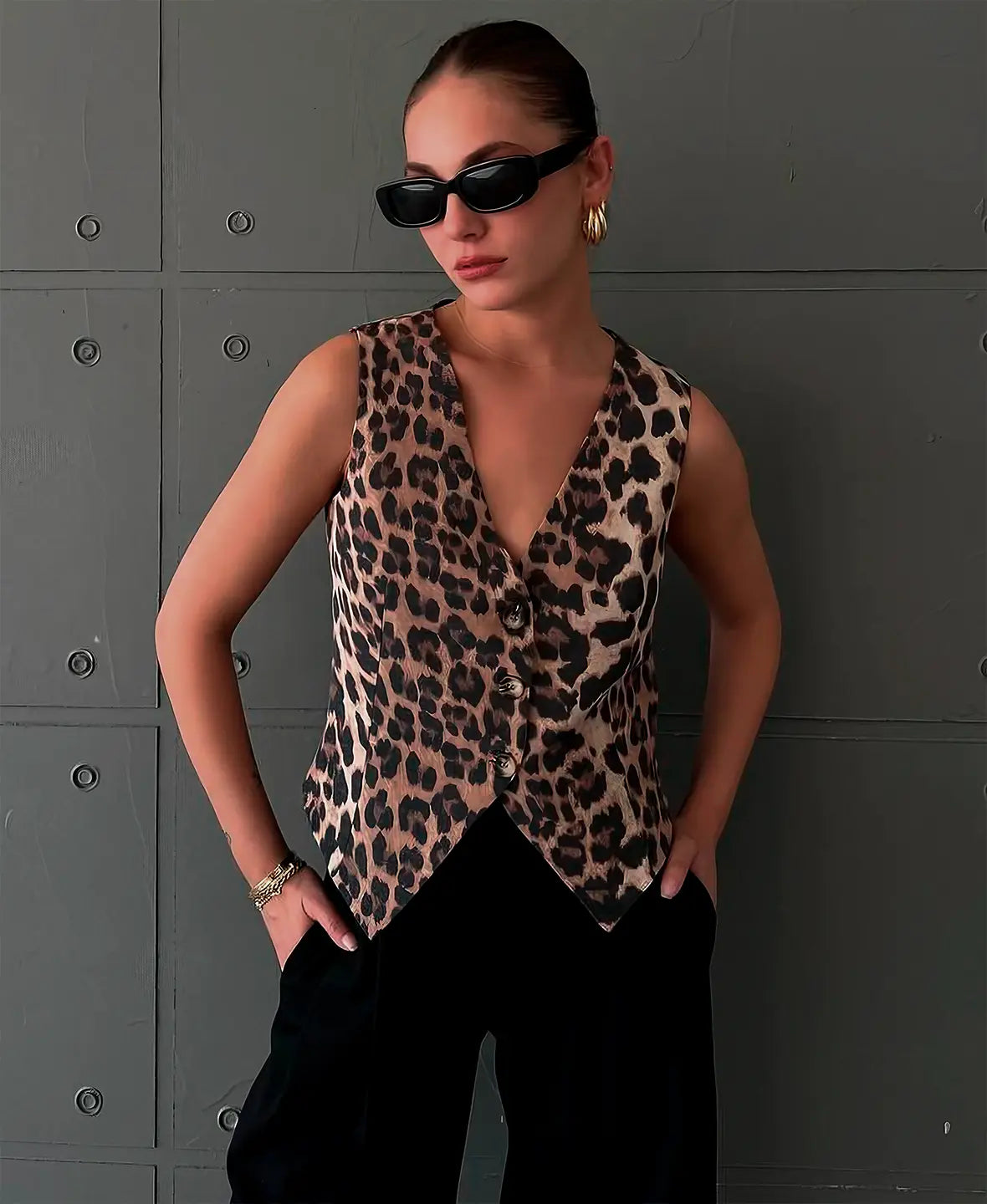 Delphine | Leopard Print Vest