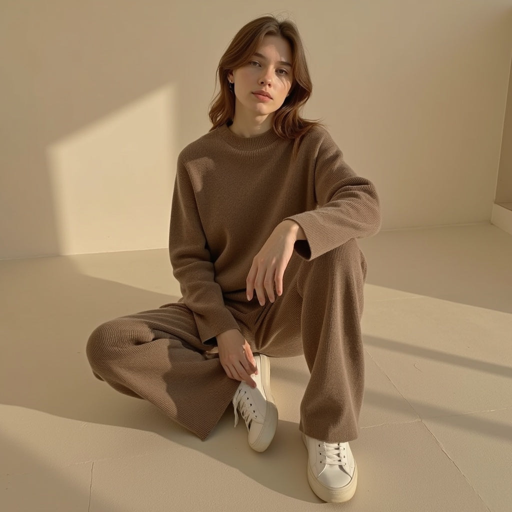 Brigitte | Sweater & Straight Leg Pants Set