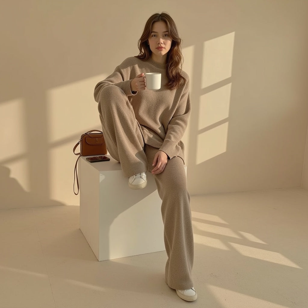 Brigitte | Sweater & Straight Leg Pants Set