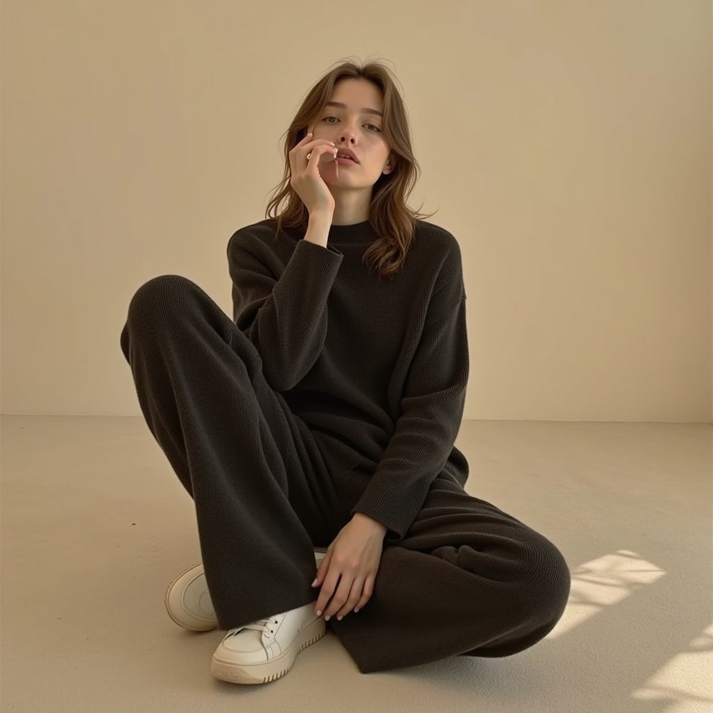 Brigitte | Sweater & Straight Leg Pants Set