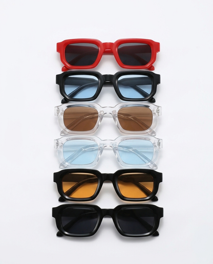 6 Pack Vintage Rectangle Frame Sunglasses